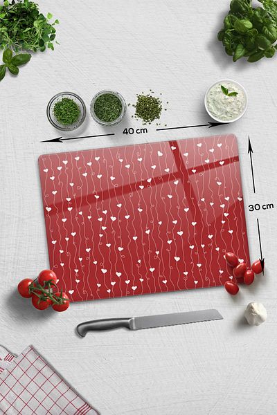 Decorita Glass Cutting Board - Glass Cutting Board |   Heart Ivy |   30cm X 40cm