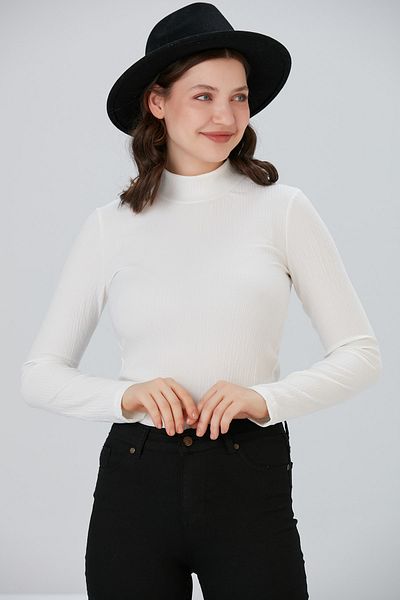brako tekstil Bluză albă de damă Bluză și corp din țesătură înfășurată din Lycra