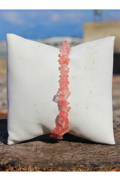 Mıçı Gül Kuvars Doğal Kırık Taş Bileklik Aşk Ve Güzellik Taşı