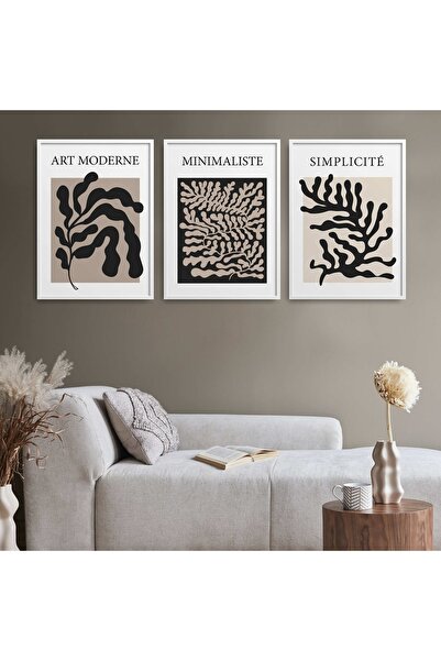 HOMEPACK Set de pictură din 3 piese cu cadru laminat alb Hpn081