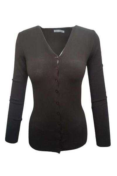 Seyhan 333 Women's Mercerized Front Buttoned Knitwear Cardigan - Brown