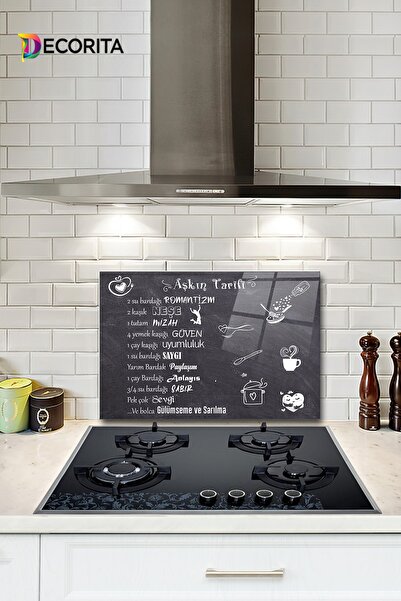 Decorita Cam Ocak Arkası Koruyucu | Aşkın Tarifi | 40cm X 60cm