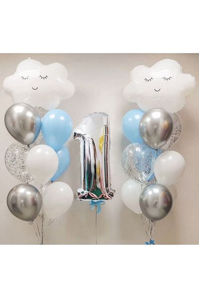 BEST PARTİ DOĞUM GÜNÜ PARTİ SÜSLERİ Sky Cloud Balloon Birthday Set Age 1