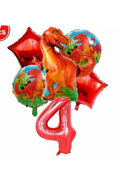 RÖNESANS PARTİ Star Dinosaur Concept Balloon Concept Birthday Set Age 4