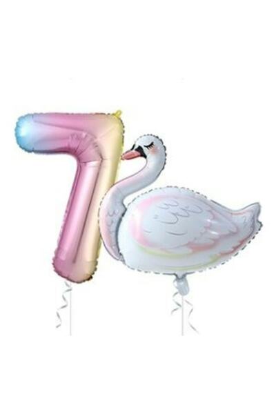 BEST PARTİ DOĞUM GÜNÜ PARTİ SÜSLERİ Swan Balloon Rainbow Figure Foil Balloon ...
