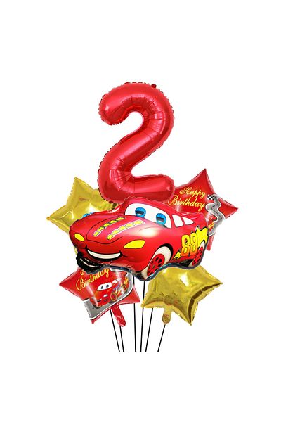 BEST PARTİ DOĞUM GÜNÜ PARTİ SÜSLERİ Red Car Star Figure Foil Balloon Set Age 2
