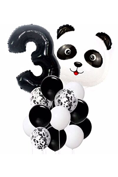 BEST PARTİ DOĞUM GÜNÜ PARTİ SÜSLERİ Panda Temalı Siyah Renk Duğum Günü Parti ...