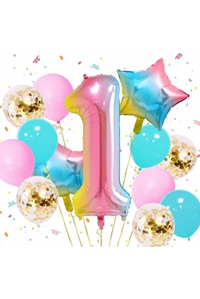 Generic Brand Rainbow Colorful Star Balloon Set Age 1