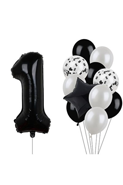 BEST PARTİ DOĞUM GÜNÜ PARTİ SÜSLERİ مجموعة بالونات من رقائق الأرقام السوداء و...