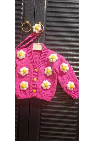 EL ÖRGÜSÜ CİCİ BEBE Hand Knitted Floral Girl Cardigan