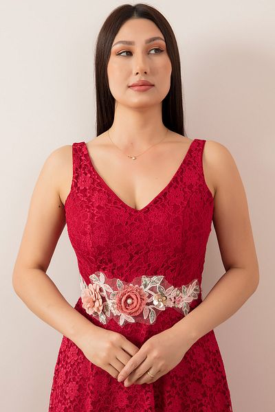 PULLIMM Varna 13102 Rochie din dantela cu talie florala