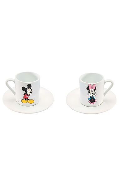 GünayStore Mickey & Minnie Printed Lover Couple Turkish Coffee Cup Set 4 Pieces