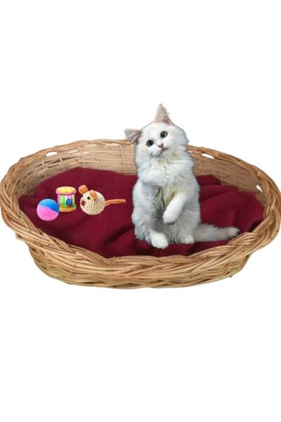 Mask Çanakkale Biga El Yapımı Hasır Sepet Kedi / Yavru Köpek Yatağı 50 Cm