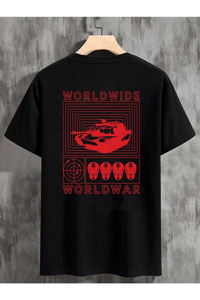 DEEPSENCE Μαύρο μπλουζάκι με στάμπα Wordwar Unisex
