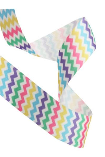 Kazanabil Grosgrain Printed Colorful Zigzag Ribbon Ribbon 2.5 cm x 25 mt
