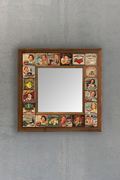 Oscar Stone Decor Oscar Stone Masif Ahşap Çerçeveli Mozaik Doğaltaş Ayna 33 C...