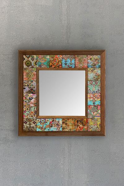 Oscar Stone Decor Masif Çerçeveli Mozaik Taş Ayna 33 Cm X 33 Cm (morocco-etni...
