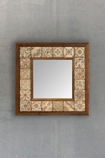 Oscar Stone Decor Masif Çerçeveli Mozaik Taş Ayna 33 Cm X 33 Cm (morocco-etni...