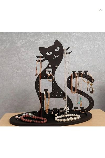 softclass Decorative Cat Figured Jewelry Earring Stand Laser Cut Wooden MDF