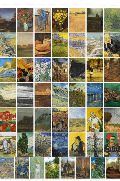 Postifull Σετ κολάζ Vincent Van Gogh - 50 τεμάχια αφίσα τοίχου 10*15 cm με δώρο καλλιτεχνική ταινία
