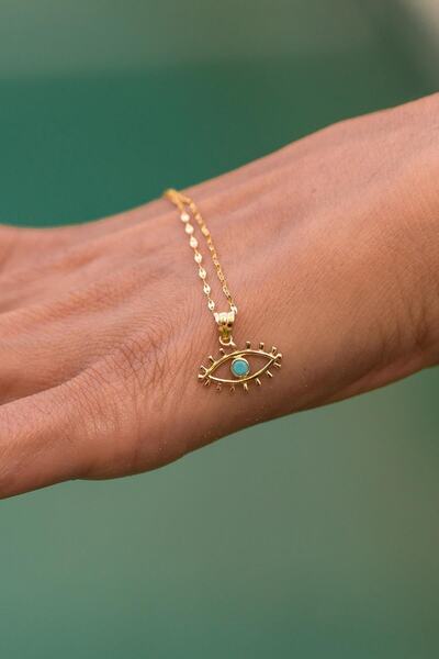 Bayar Gold 14 Ayar Altın Kirpikli Göz Kolye