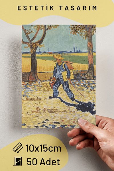 Postifull Σετ κολάζ Vincent Van Gogh - 50 τεμάχια αφίσα τοίχου 10*15 cm με δώρο καλλιτεχνική ταινία
