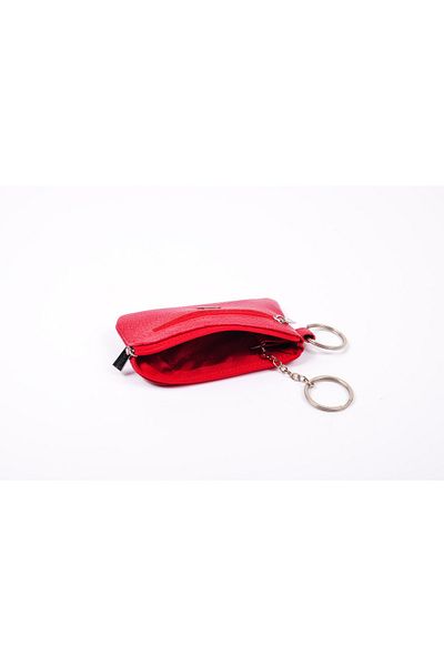 Eminsa Red Genuine Leather Zippered Keychain
