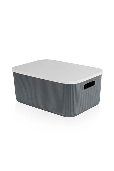 LİGROUND Scandinavian 13 Lt Gray Toy Storage Box with Lid - Organizer - Storage Box - Organizer
