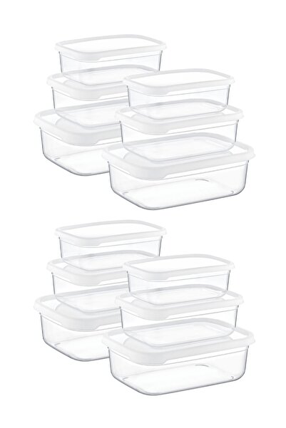 Nandy Home Set of 12 Embox Rectangular Food Container, White