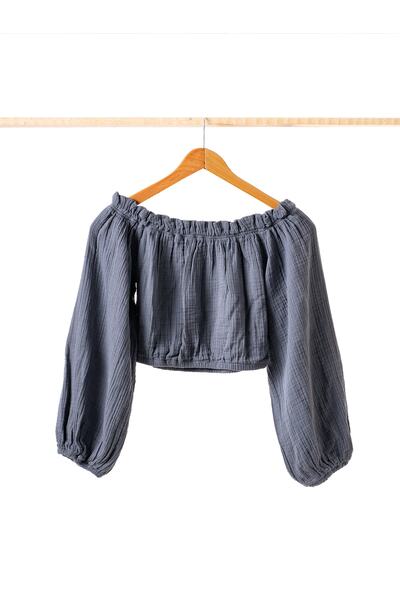 PHUTİ COLLECTION بلوزة قصيرة من الموسلين