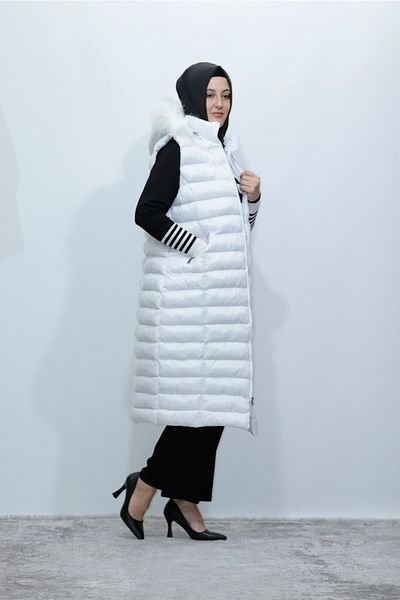 Zey&Ka Butik Plus Size Hooded Jesika Puffer Vest