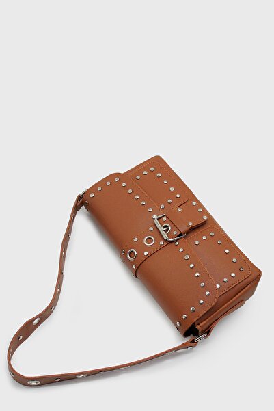 LUNABLU Women's Tan Studded Handbag