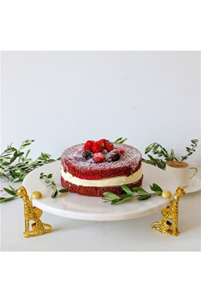 Akayev 30 Cm Marble White Gold Cheetah Presentation Plate