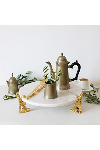 Akayev 30 Cm Marble White Gold Cheetah Presentation Plate