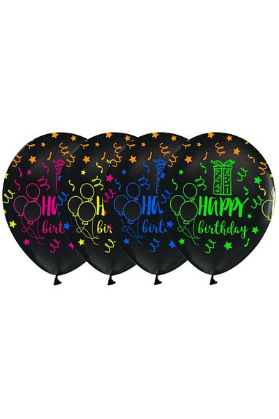 kidspartim Black Happy Birthday Printed Balloon
