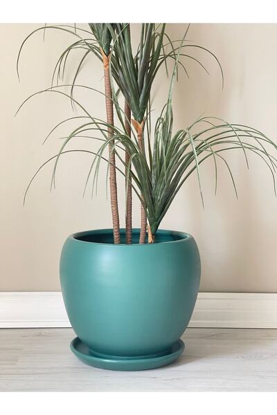 odka 10litre Küre Saksı Tabaklı 23cmx23cm Zümrüt