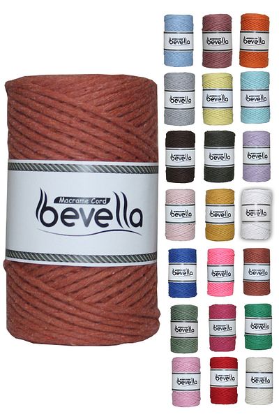Bevella Macrame Cord Σκάνδαλο Μακραμέ Σκάνδαλο 3mm Σκάνδαλο Βαμβακερό Μονό Πλακάκι Μακραμέ Σκάνδαλο