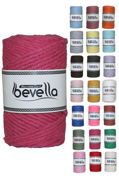Bevella Macrame Cord Scalloped Macrame Thread 3mm Scalloped Cotton Single Twist Macrame Thread Fuchsia