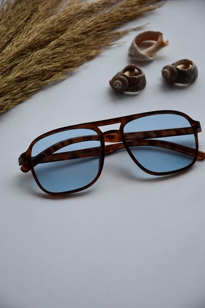 LOOKUP NEW Unisex Women Men Uv400 Protected Leopard Blue Square Rectangle Image Style New Season Sunglasses
