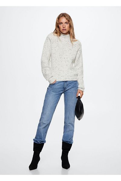 MANGO Woman High Collar Ribbed Sweater