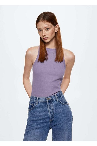 MANGO Woman Elastic Knit Cotton Blouse