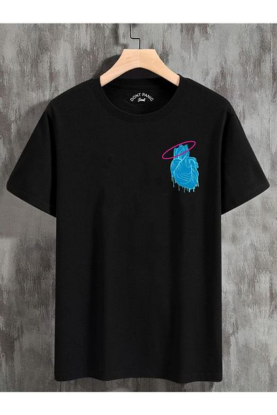 DEEPSENCE Unisex Black Oversize T-shirt Angel Heart Back Printed