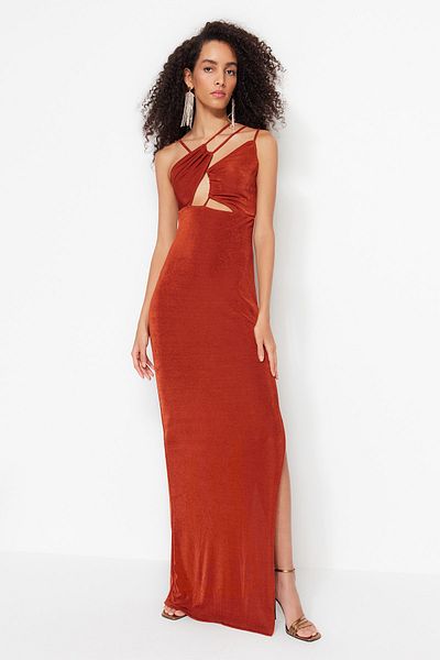 Trendyol Collection Плитка Орме вікноВикрійка з деталями Довга вечірня сукня TPRSS23AE00019