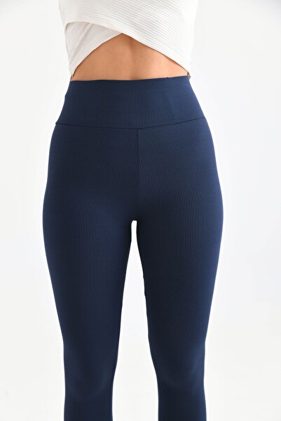 HİS WOMAN Colanți cu nervuri pentru damă, bleumarin