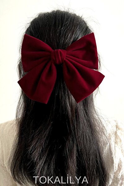 TOKALİLYA Kadın Saten Otomatik Bordo Klipsli Otomatik Toka