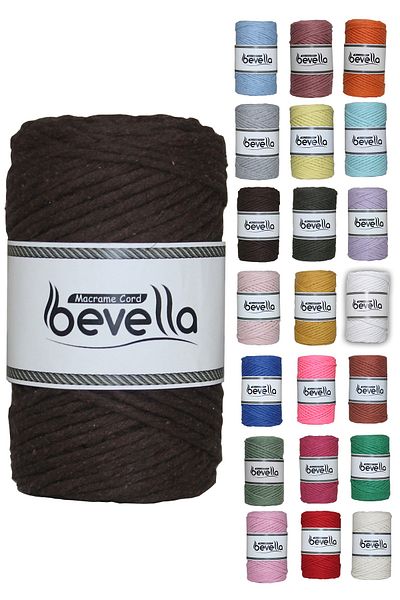 Bevella Macrame Cord Σκάνδαλο Μακραμέ 3 mm Σκάνδαλο Βαμβακερό Bitter Coffee