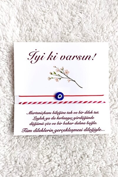 Artcrelier Kartlı Kırmızı Marteniçka Bileklik, Mavi Nazar Boncuklu Marteniçka...