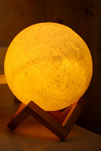 TechnoStation 3d Standlı Büyük Boy Ay Gece Lambası Hediyelik Küre Led Başucu ...