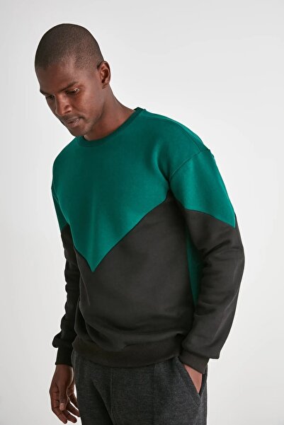 Trendyol Collection Emerald Green Fleece SWeatshirt - Regular Fit, Warm TMNAW21sw1162