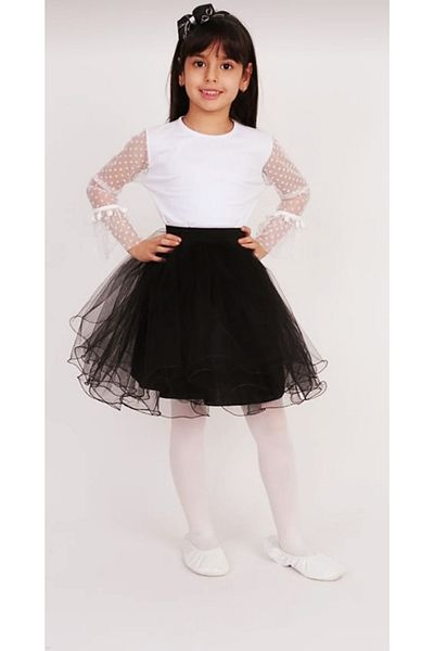 TONTİŞLER BEBEK VE ÇOCUK GİYİM 23 April, 10 November, Birthday, Ceremony Girl's T-Shirt and Black Tutu Skirt Suit 5-6-7-8-9 Years